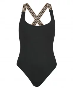 MICHAEL Michael Kors Logo Scoop Neck One Piece Swimsuit