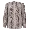 MICHAEL Michael Kors Snake Ruffle Long Sleeve Blouse -Cheap Michael Kors Shop 54015704 xxl
