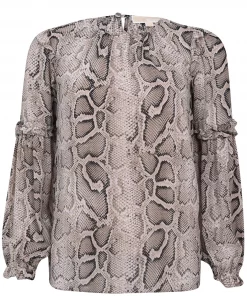 MICHAEL Michael Kors Snake Ruffle Long Sleeve Blouse